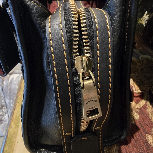 Limited Rogue 25 Tea Rose Coach Black Satchel - Floral Appliques & Brass Accents - Picture 6 of 16